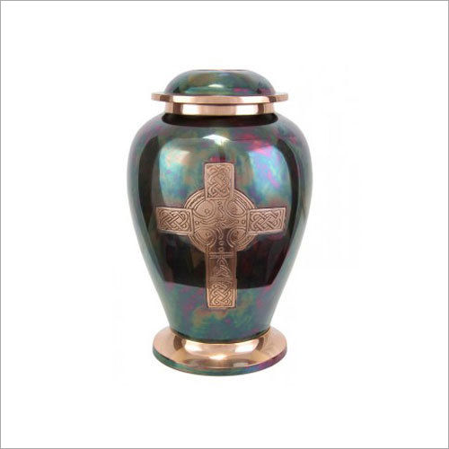 Brass Urn Dove Raku Cross - Color: Black