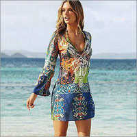 Ladies Beachwear Dress - Comfortable Cotton Blend, Multicolor Design | Stylish And Trendy For Women, Perfect For Adults' Beach Outings