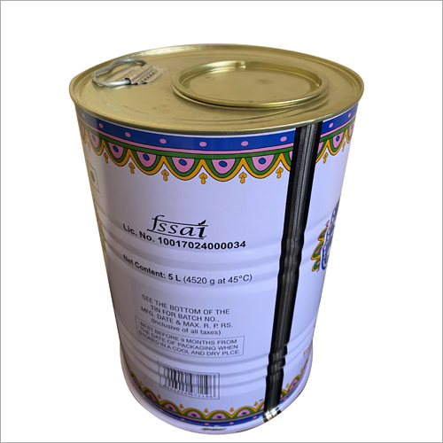 5 Litre Round Metal Tin Container