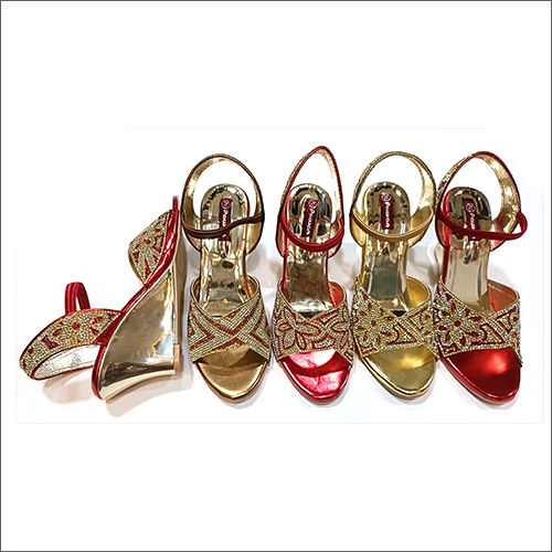 diamond work Rexine Women Fancy Sandals(red,gold) in Hyderabad at best  price by Centro Shoes - Justdial