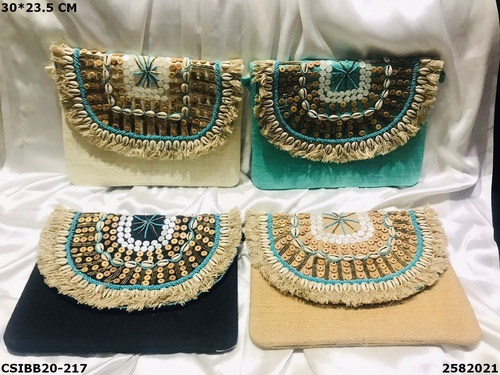 Multi Designer Jute Boho Beaded Bag