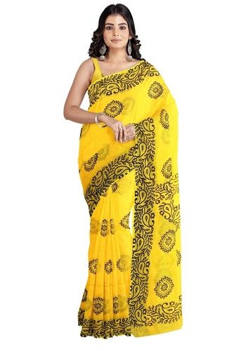 Ladies Festive Handloom Cotton Printed Sarees