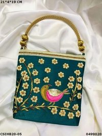 Designer Bird Embroidery Ethnic Evening Bag