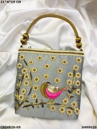 Designer Bird Embroidery Ethnic Evening Bag