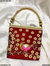 Designer Bird Embroidery Ethnic Evening Bag