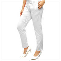 Ladies White Straight Pants
