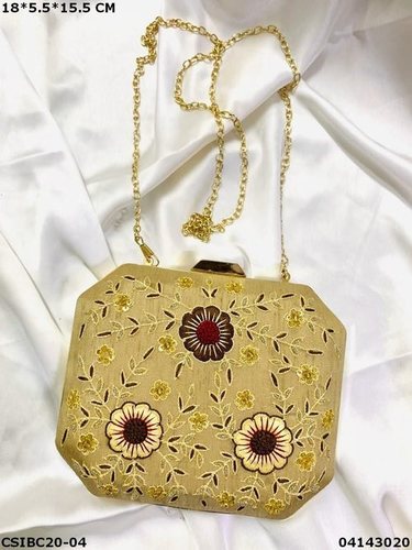 Handcrafted Designer Embroidery Evening Box Clutch Bag