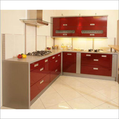 L Shaped MDF Modular Kitchen