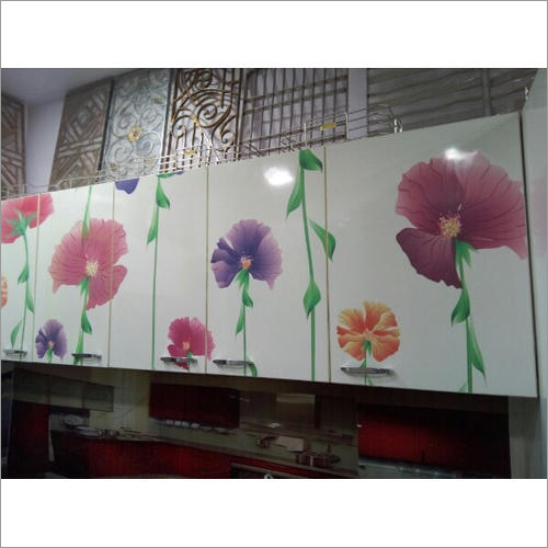 Floral Print PVC Kitchen Cabinet