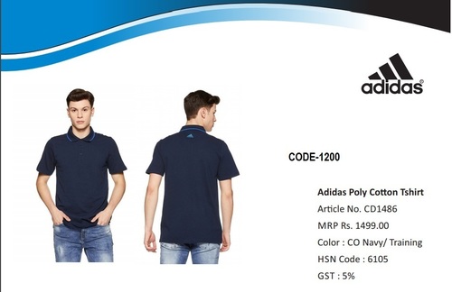 Adidas Poly Cotton With Tipping  T Shirt
