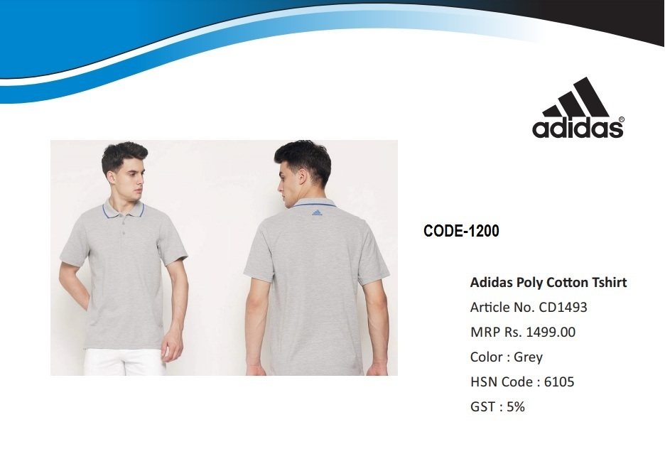 Adidas Poly Cotton With Tipping  T Shirt