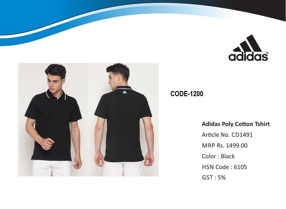Adidas Poly Cotton With Tipping  T Shirt
