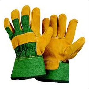 Golden Yellow dyed split leather Gloves