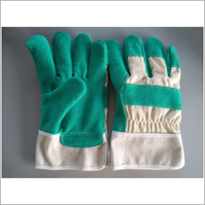 Green dyed split leather Gloves
