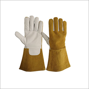 Combi Cow grain natural with Brown split leather Gloves