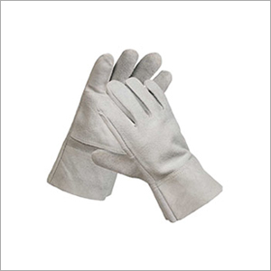 Split leather natural grey Gloves