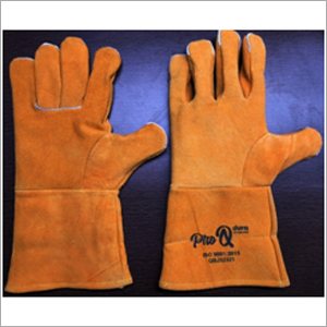 Golden Yellow Dyed Split Leather Gloves