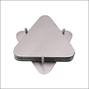 Steel Triangular Coaster With Stand - 6 Pcs