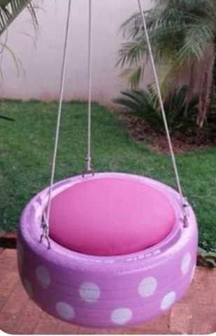 Tyre Swing With Wire & Cushion