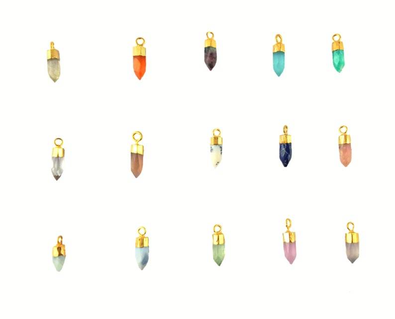 Gemstone Tiny Spike Charms Pendant 5x13MM Little Point Pendants Earrings Jewellery Necklace Valentines Day