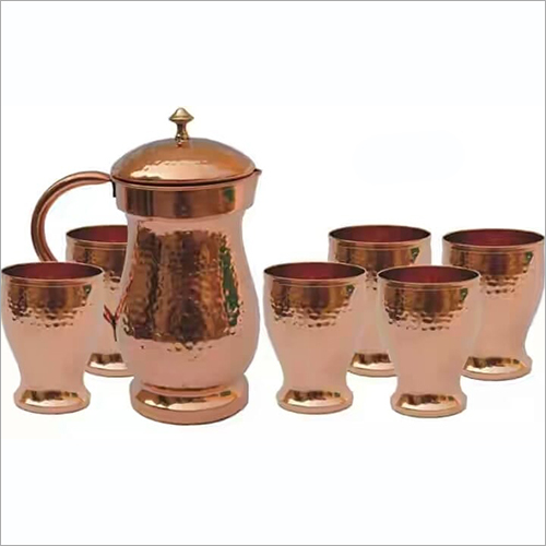 Pure Hammered Copper Jug Set By N A INTERNATIONAL