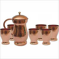 Pure Hammered Copper Jug Set