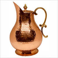 Pure Hammered Copper Jug With Antique Brass Handle