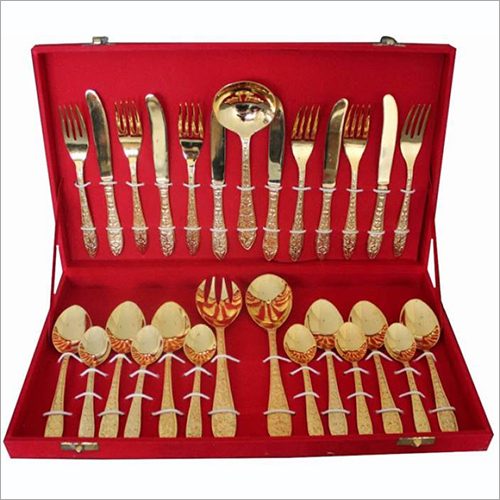 Golden Brass Cutlery Set Of  27 Pcs