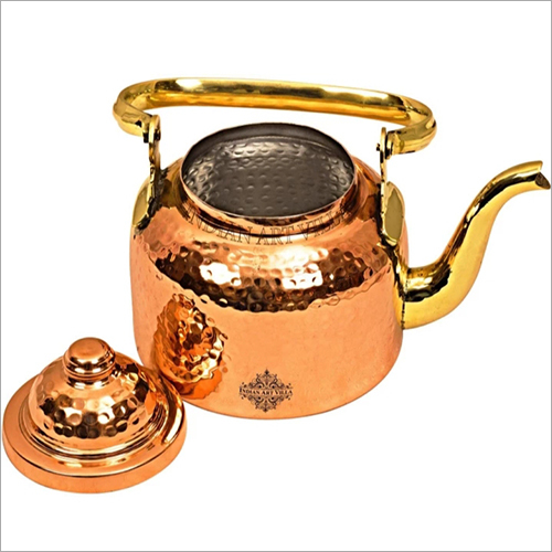 Pure Hammered Copper Kettle With Antique Brass Handle