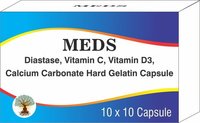 Diastase, Vitamin C, Vitamin D3, Calcium Carbonate Hard Gelatin Capsule