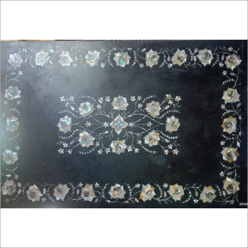 Mother of Pearl Inlay Work Home Decor Black Marble Table Top