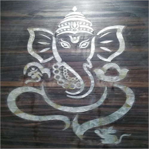 Mother Of Pearl Inlaid Work Wood Ganesh