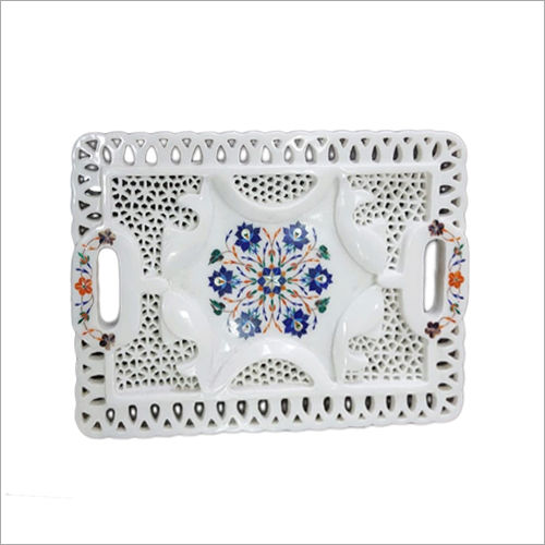Mother of Pearl Inlay Work White Tray