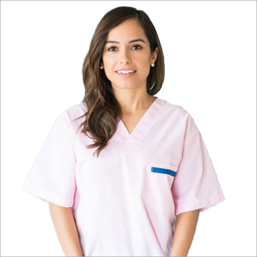 Pink White Plain Nurse Uniform