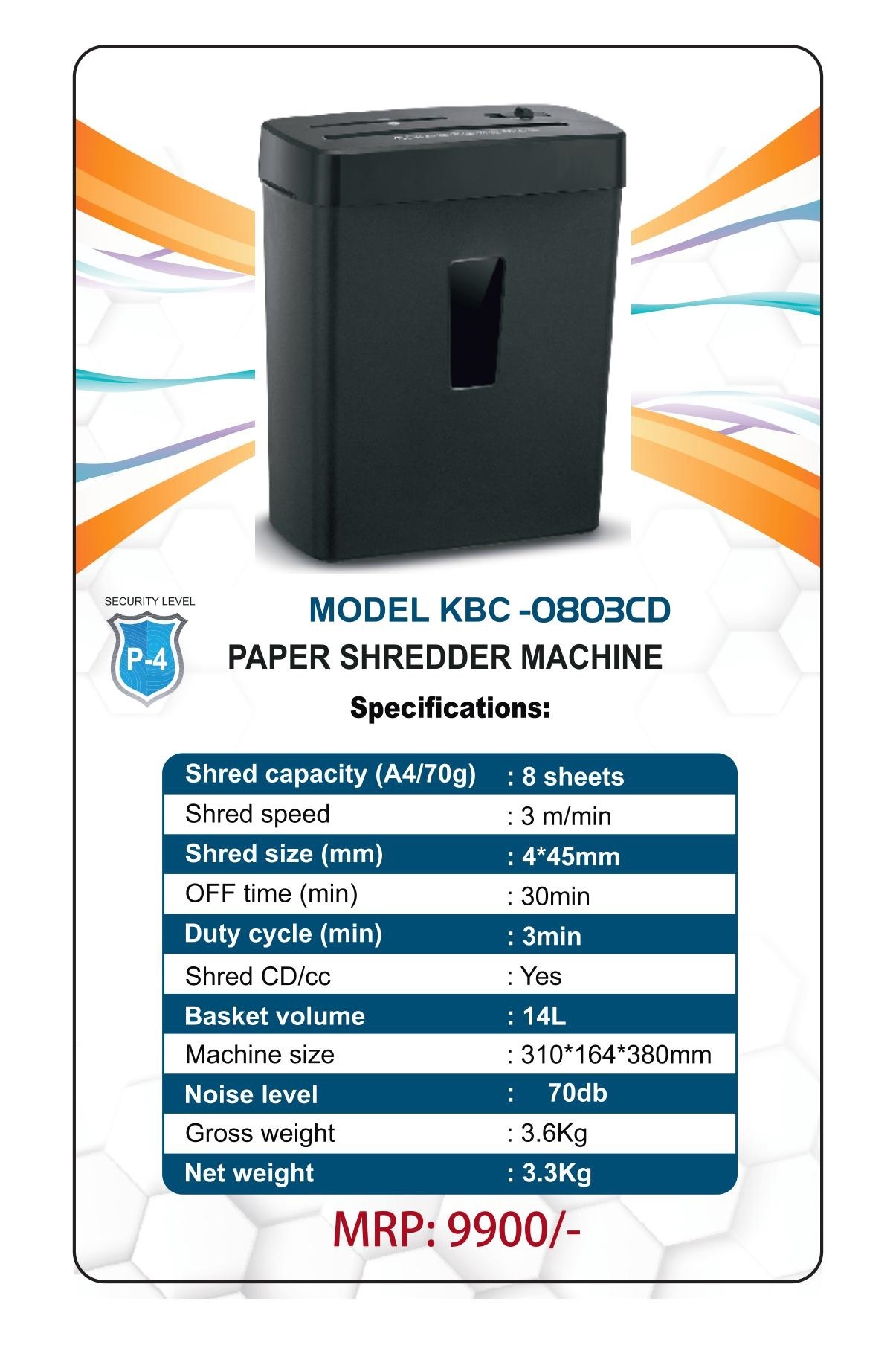 paper shredder machine- KBC-0803CD