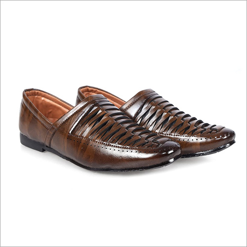 Men's Synthetic Leather Brown Monk Designed Pull On Loafers Shoes