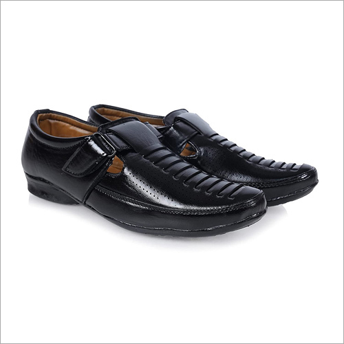 Mens Leather Black Monk Strap Loafers