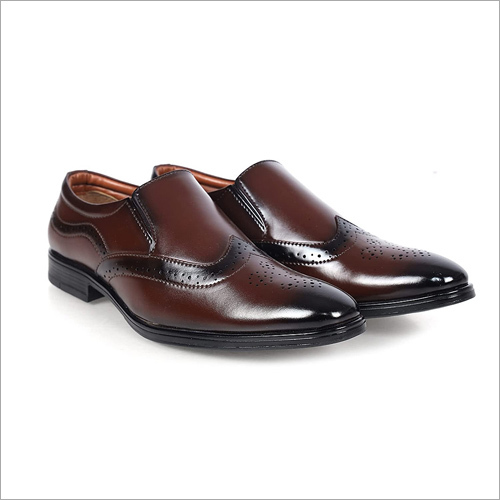 Men's Cherry Wine Brouge Oxford Slip On Formal Shoes