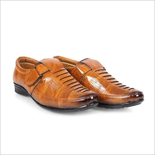 Men's Synthetic Leather Tan Designed Slip On Formal ShoES By S B FOOTWEAR