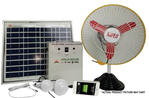 White Solar Home Lighting System With Fan