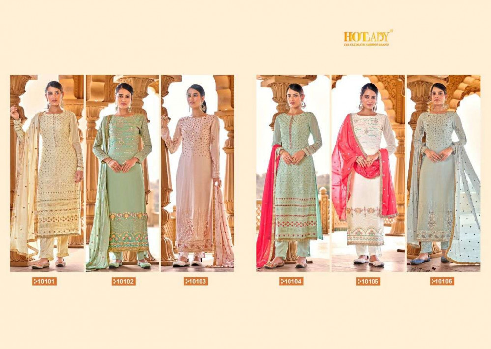 Hotlady Alankar 10101-10106 Series Viscose Georgette Party Wear Suits Catalog