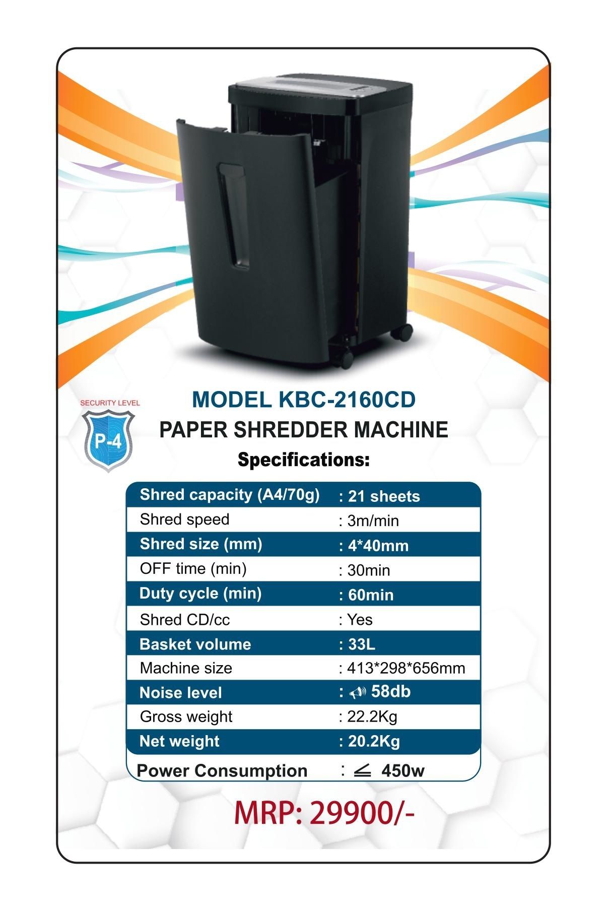 paper shredder machine - KBC -2008