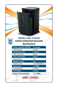 paper shredder machine - KBC -2008