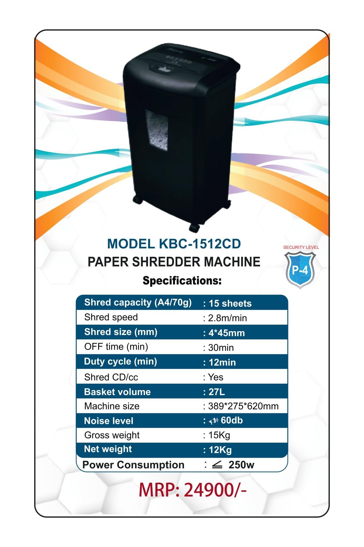 paper shredder machine - KBC -2008
