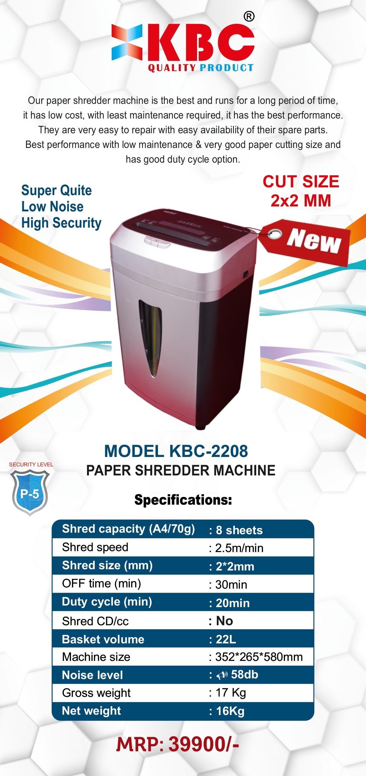 KBC paper shredder machine -2208