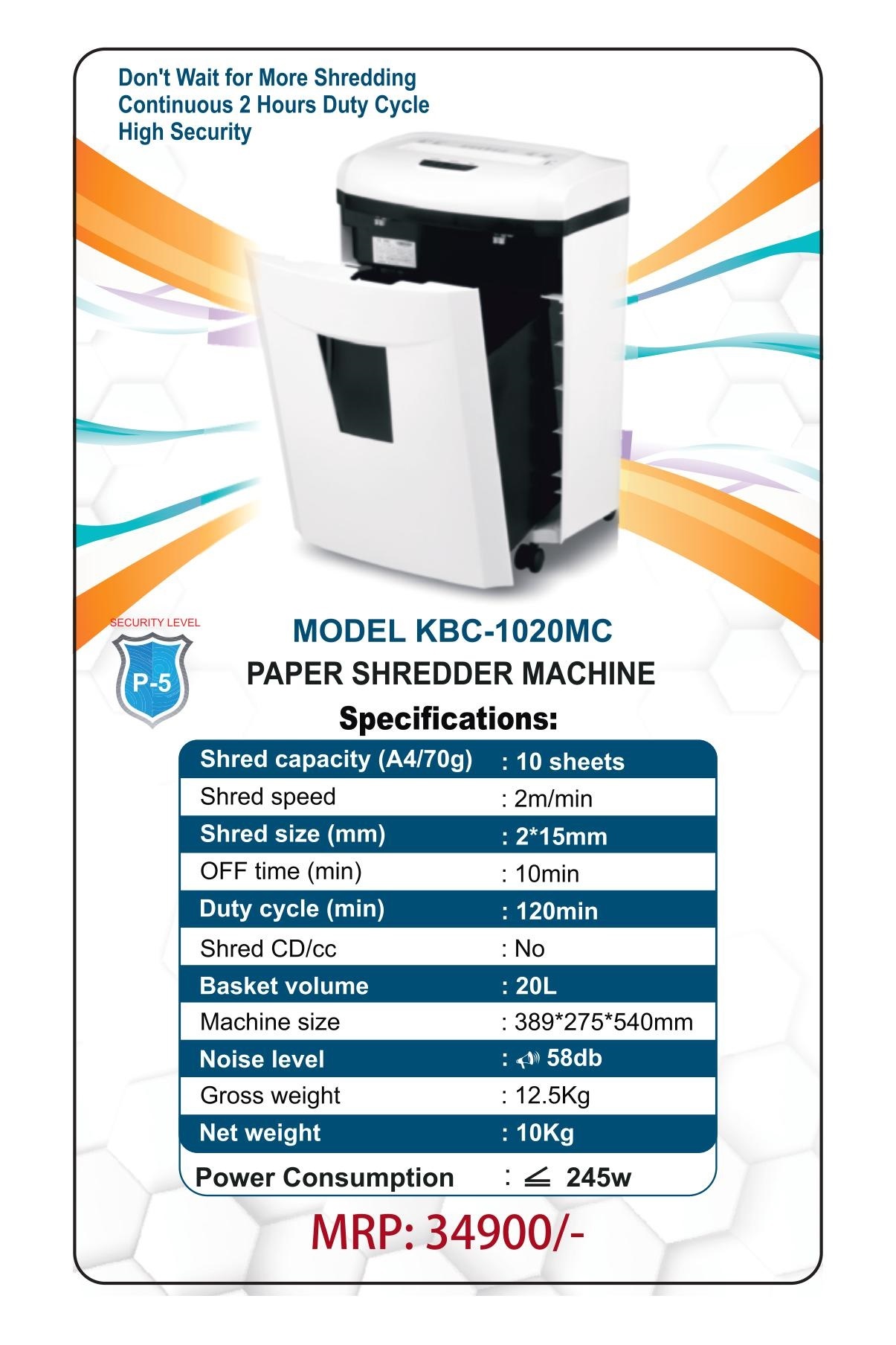 KBC paper shredder machine -2208