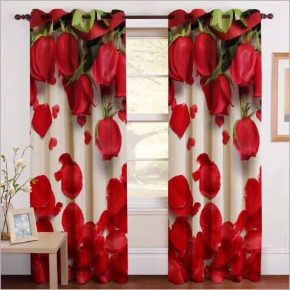 Rose Printed Window Curtain