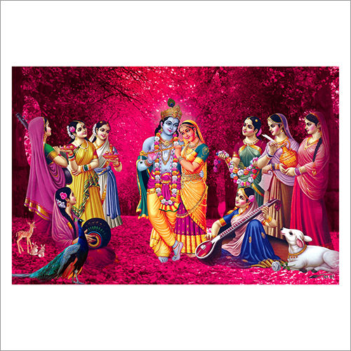 Radha Krishna Ashta Sakhi Wall Photo