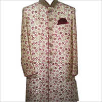 Floral Printed Designer Sherwani - Luxurious Cotton Blend, Long Sleeve Design | Dry Clean Only, Elegant Men's Fashion