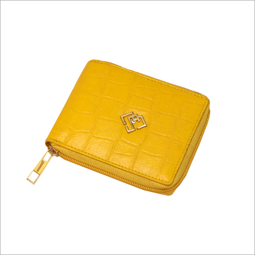 Mens Zipped Yellow Leather Wallet